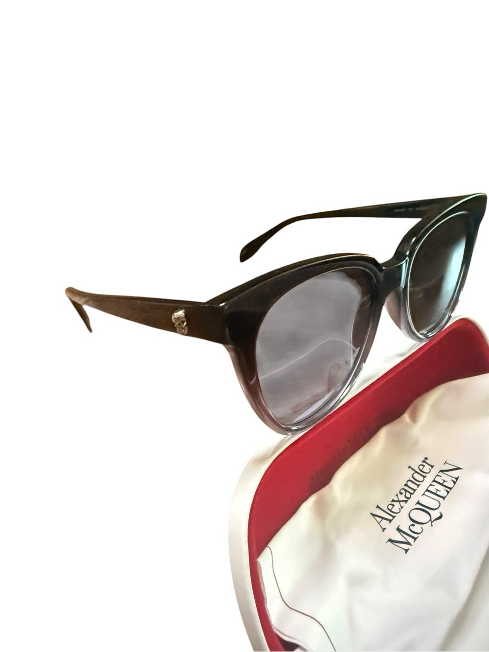 ALEXANDER MCQUEEN WOMENS CAT EYE GREY GREY BLUE DESIGNER EYEWEAR with case - Picture 15 of 15